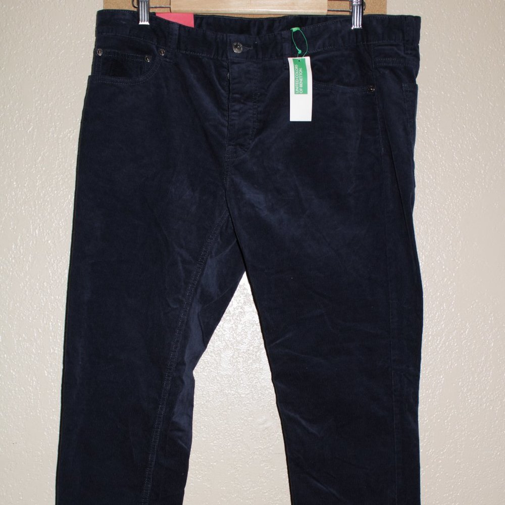 NWT NEW BENETTON Mens(EUR52)36"W 33"L blue corduro